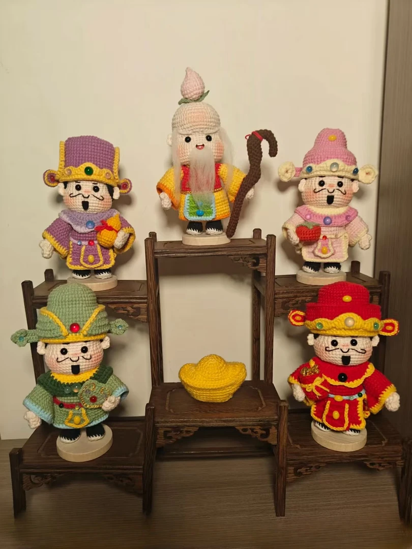 五路财神钩织摆件挂件