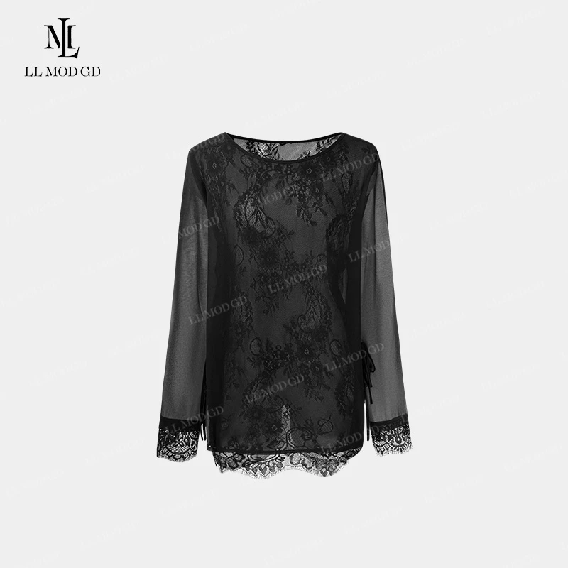 雾里看花 法式蕾丝拼接假两件上衣甜美减龄内搭打底衫YL-261180