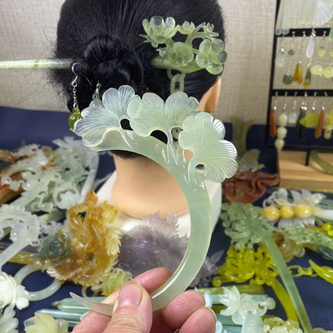 蛇纹石玉未镶嵌发饰