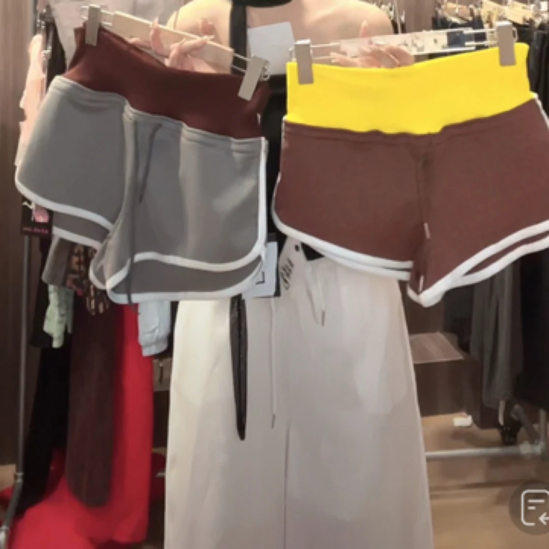 夏  拼色高腰显瘦休闲短裤夏季清冷系禅意痞帅炸街风女装#06102