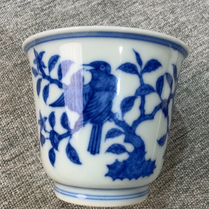 仿成化喜鹊岩茶杯