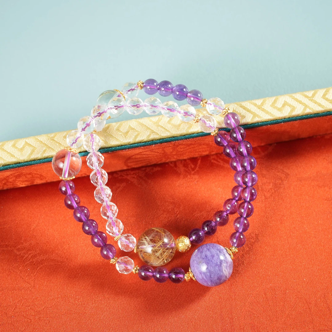 天然精品紫龙晶项链/多圈/  M032629