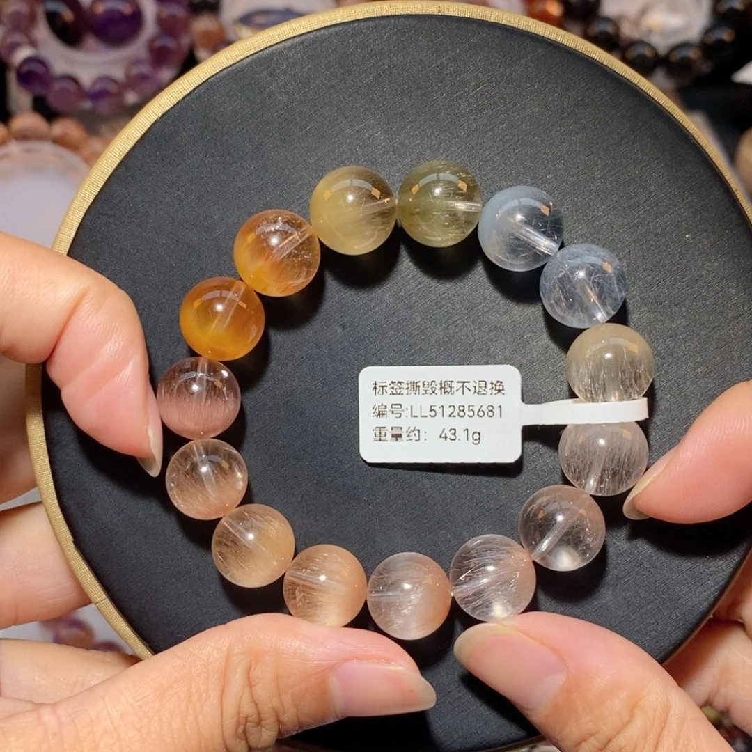 未镶嵌手串水晶彩兔毛手链12.5