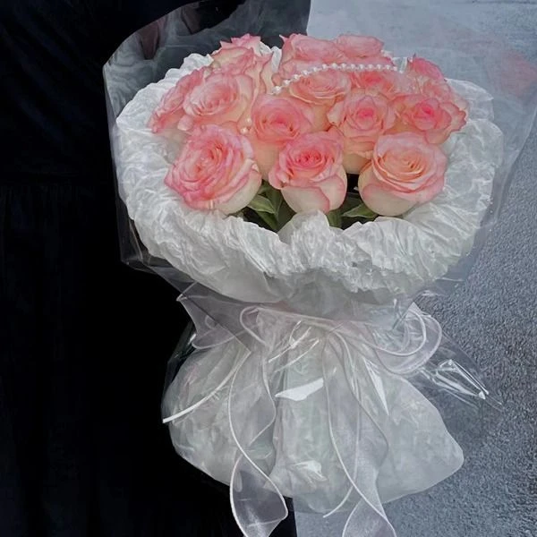 15朵粉玫瑰小香风花束送闺蜜生日礼物送对象花店送花上门220