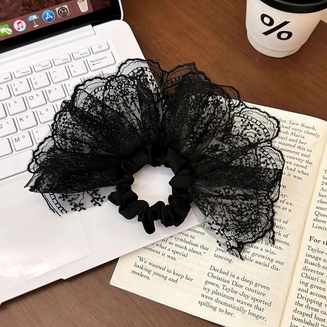 蕾丝少女~双层裙摆蕾丝发圈高级感气质发饰低马尾头高级大肠发圈