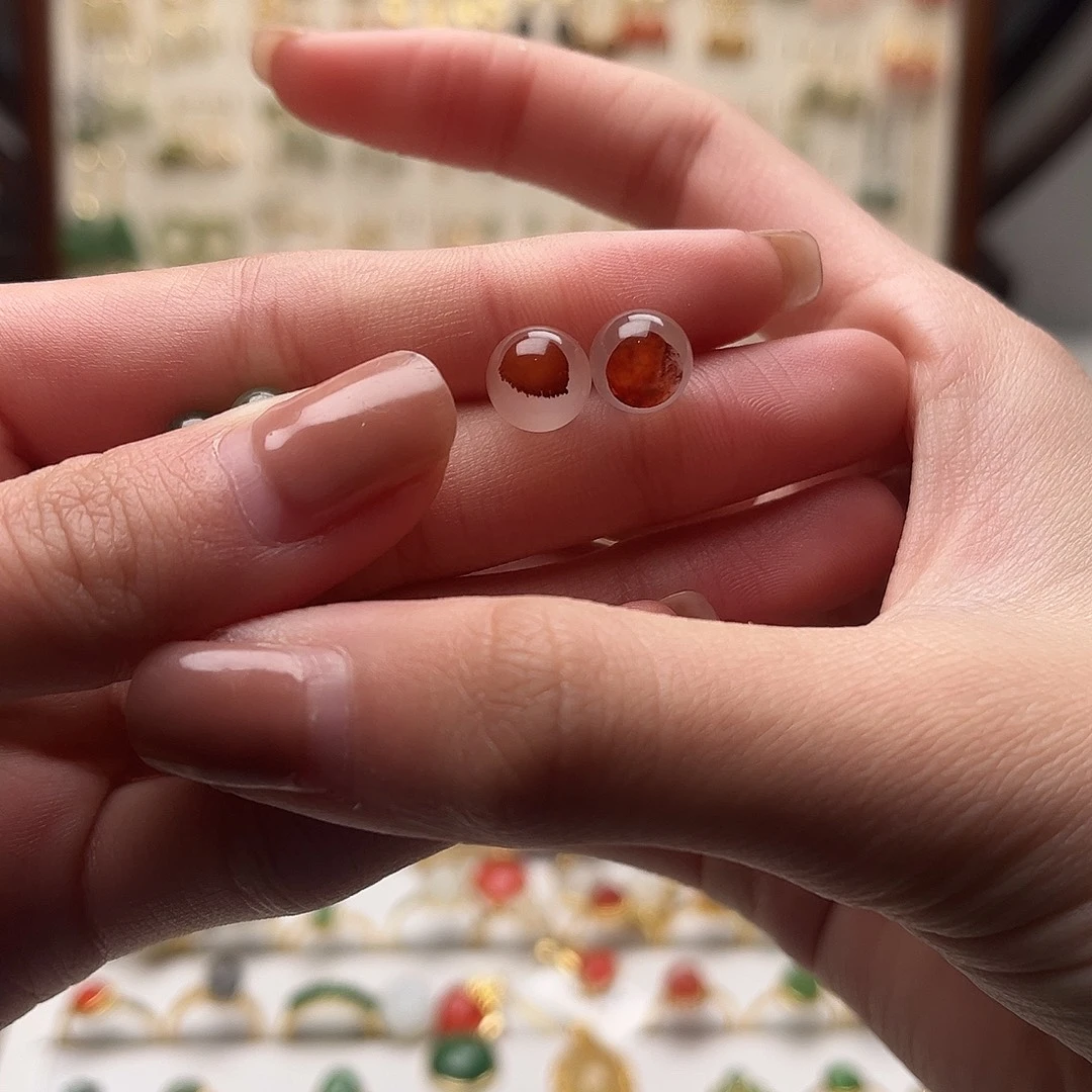 和田玉银S925镀金镶嵌耳饰