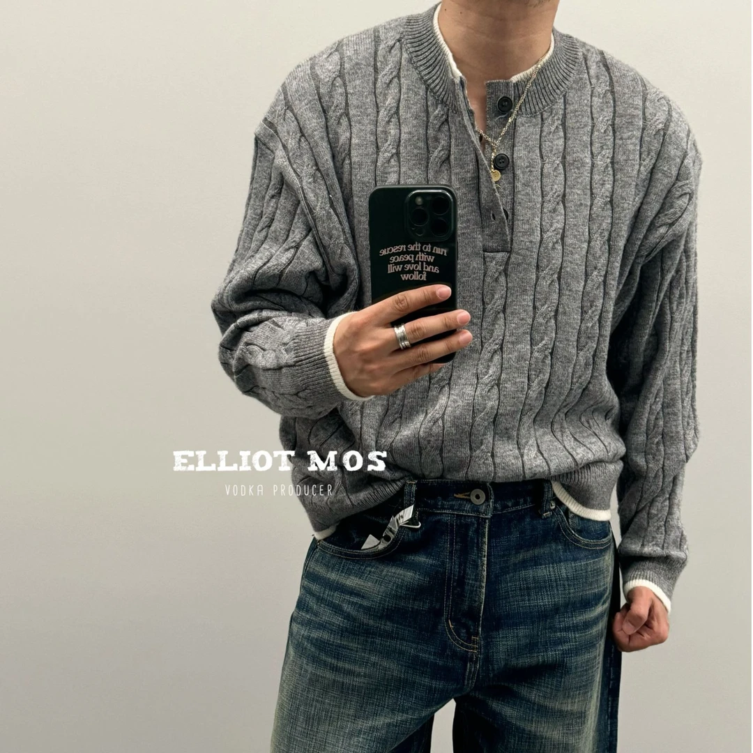 Elliot Mos澳羚绒~KnittedSweater 绵羊毛混纺针织毛衣-1333