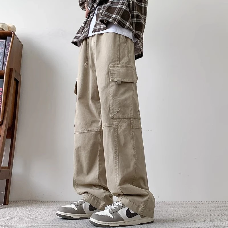 美式复古工装休闲裤子男春夏季青年潮牌宽松运动户外阔腿直筒长裤