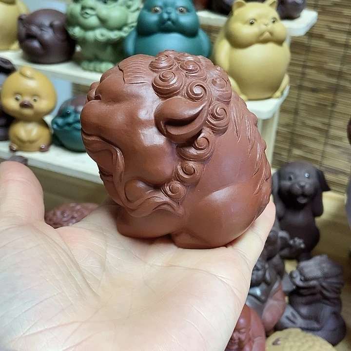 茶宠紫砂宜兴紫砂喜狮