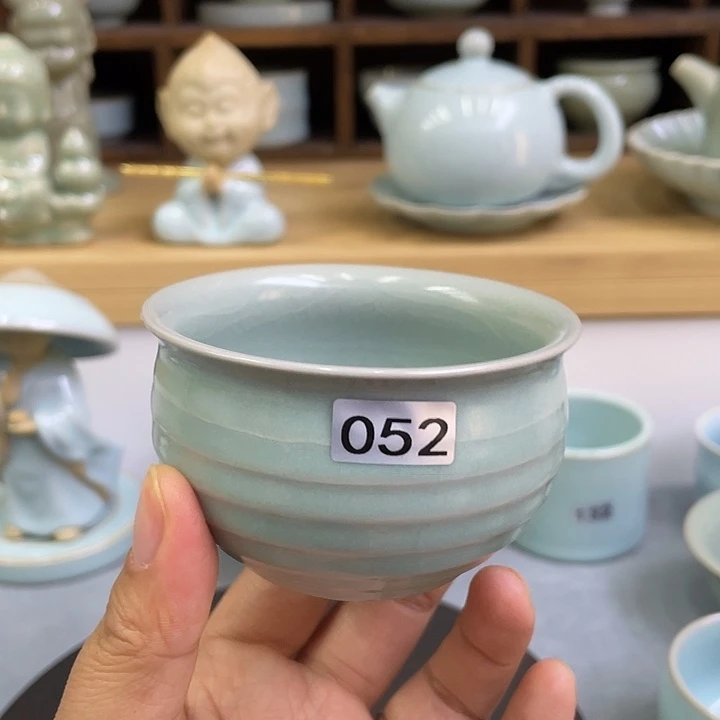 陶瓷杯子微瑕仿古弦纹杯