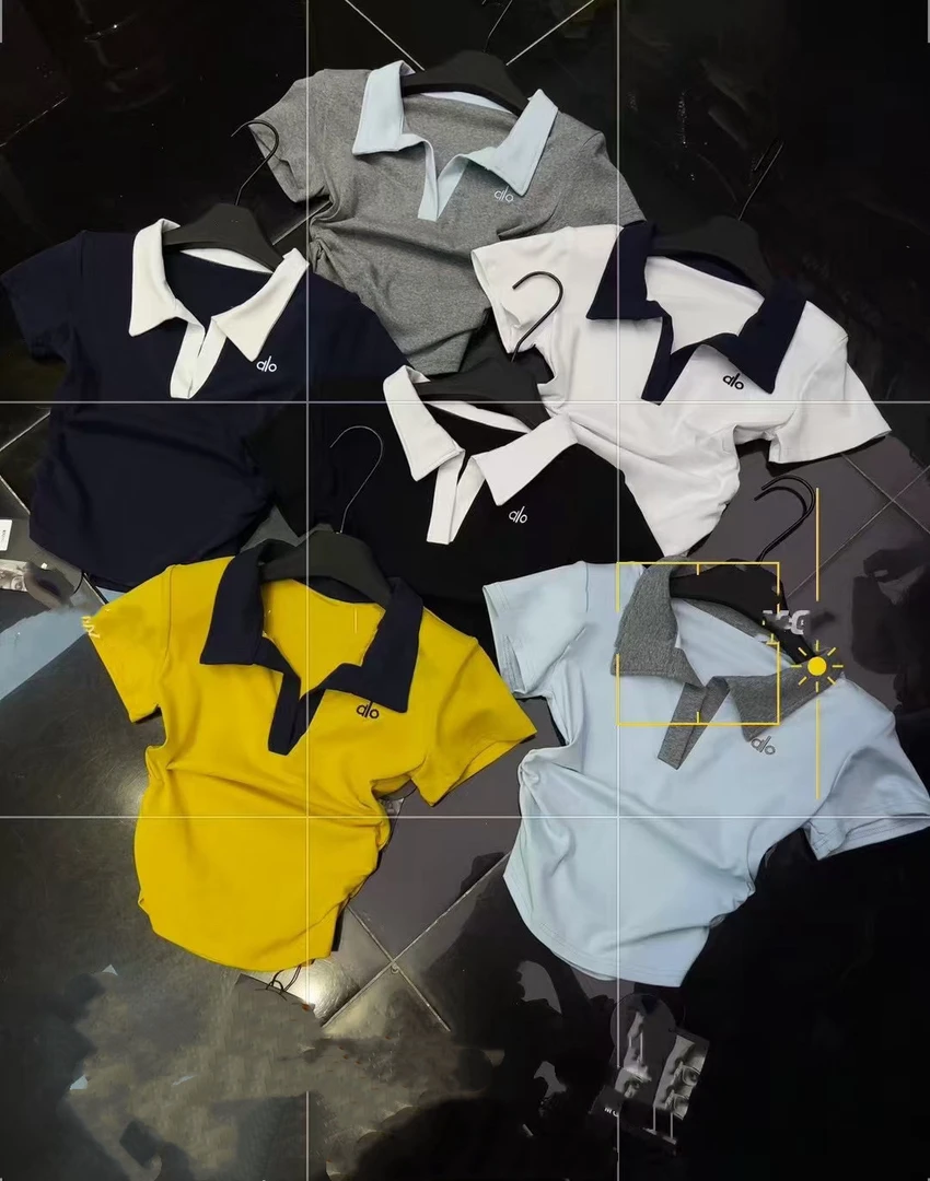 洁哥 新品撞色翻领漏锁骨显瘦上衣