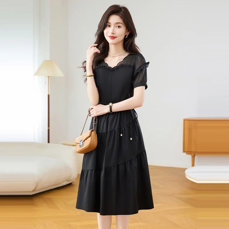 【连衣裙】优雅新款气质时尚大气减龄休闲显瘦连衣裙M-4XL-24957