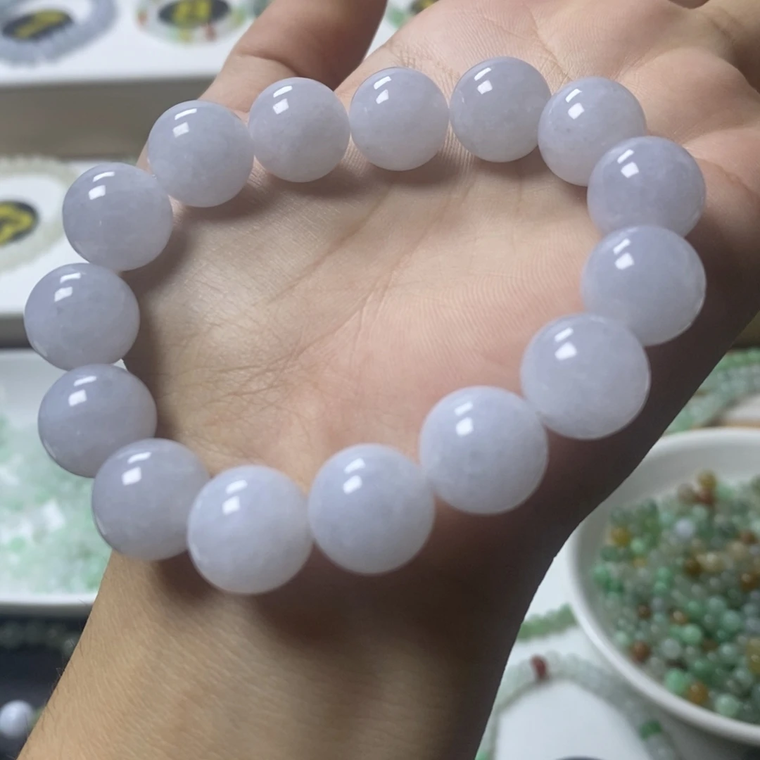 翡翠未镶嵌手链粉紫卡12