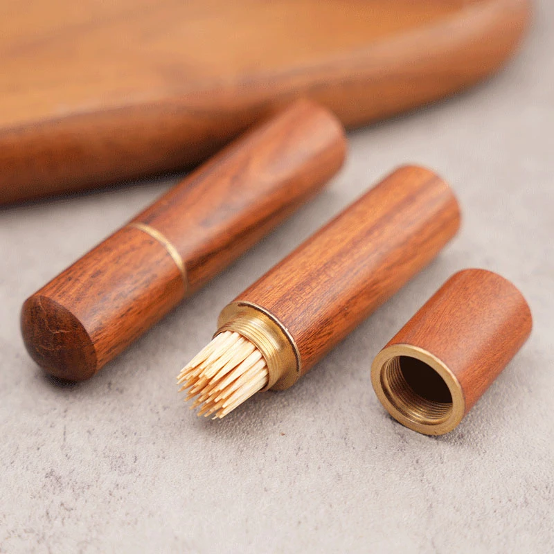 （纸巴鹿福利）花梨家用牙签筒高档实木锤纹纯手工中式花纹便携雕刻