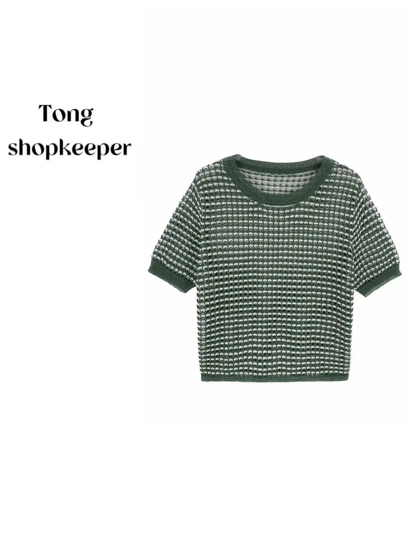 QJ/彤掌柜1681663 夏款2025新款和纸纱针织简约设计减龄气质毛衣