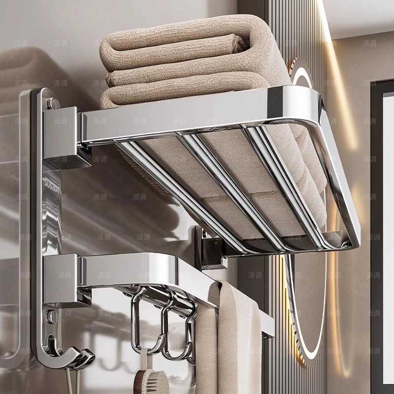 挂架架子折叠不锈钢毛巾架壁挂式浴巾架卫浴收纳架免打孔置物架