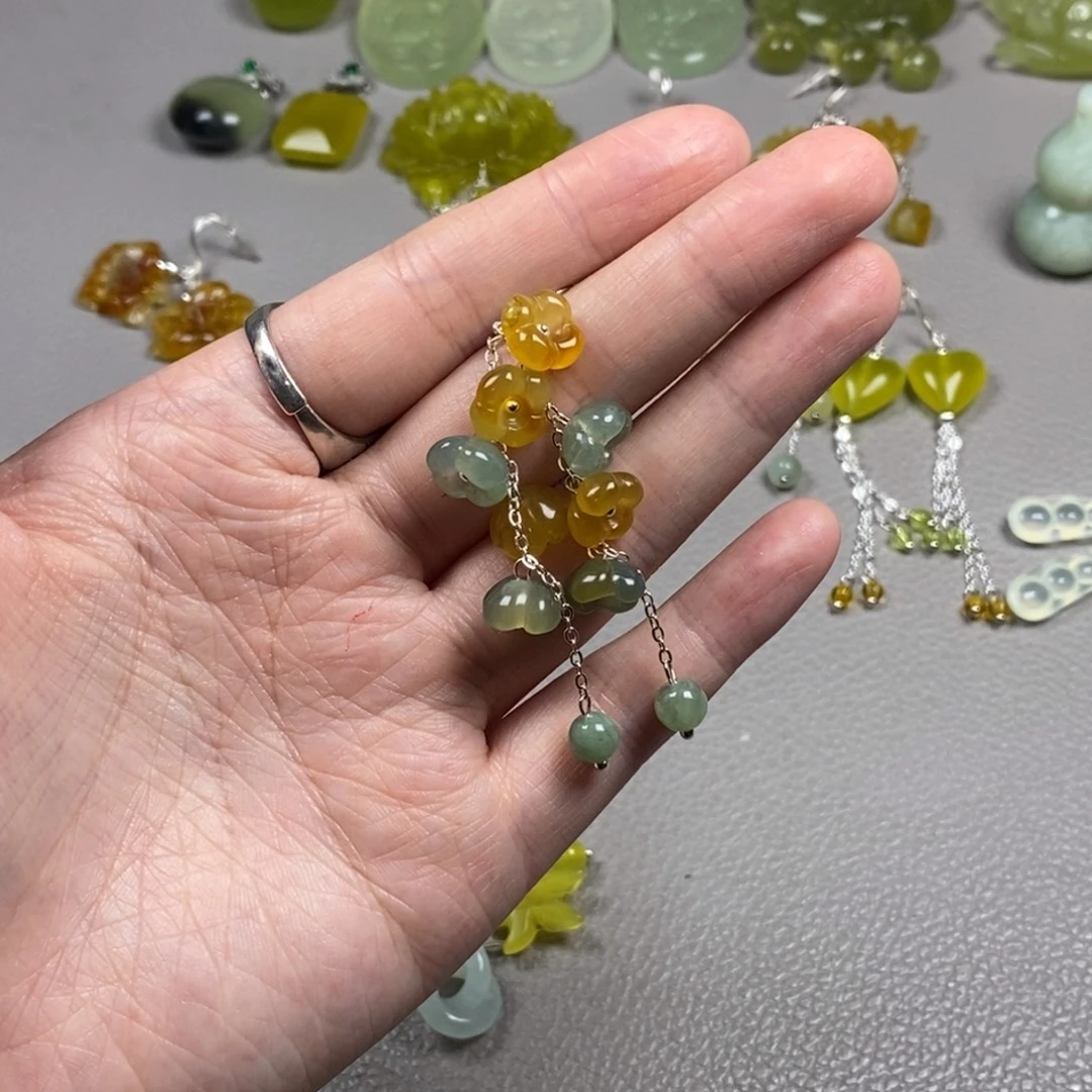 蛇纹石玉未镶嵌挂件耳饰耳环项链