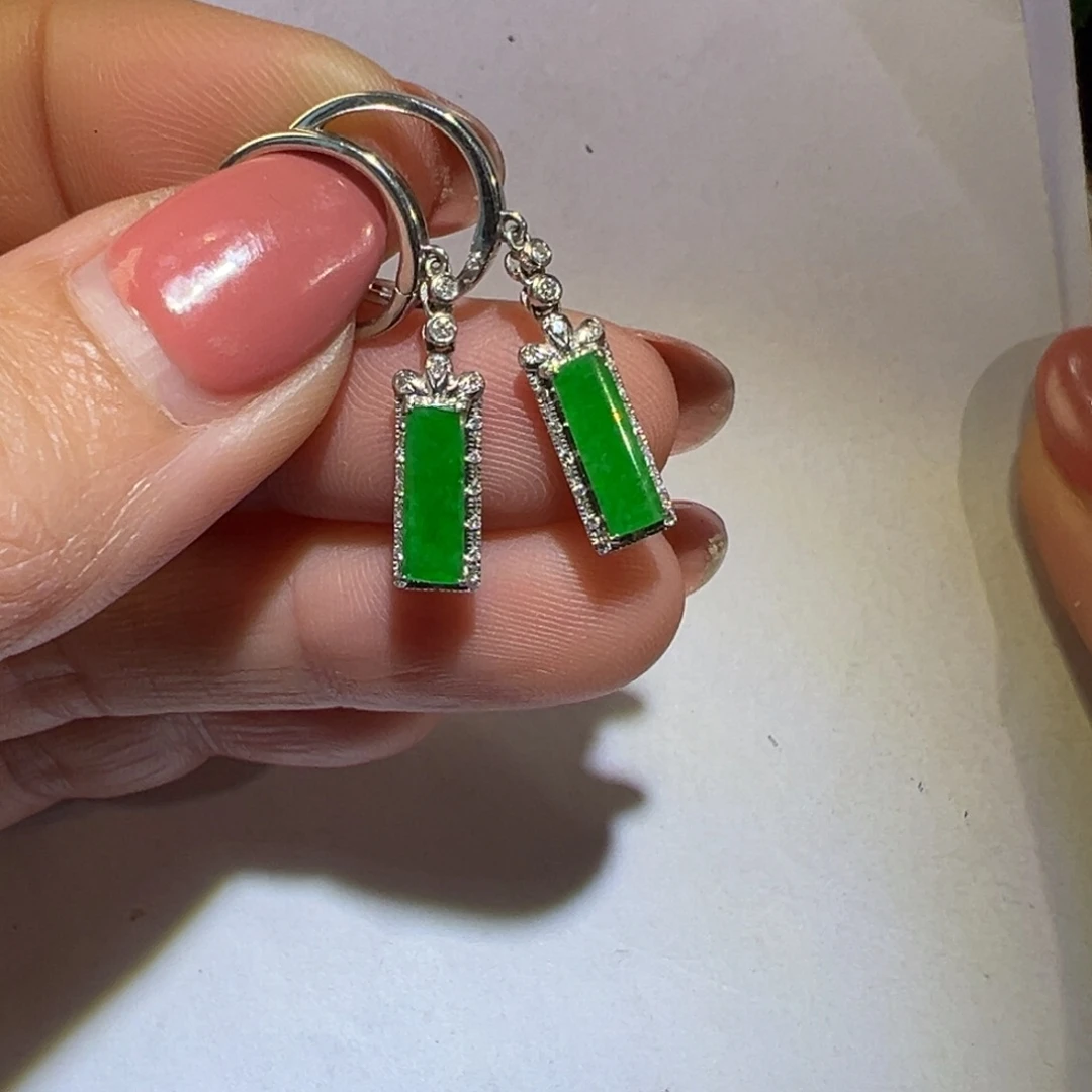 翡翠颈饰18K金镶嵌耳环