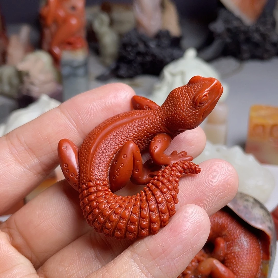 老挝石守宫作品把件