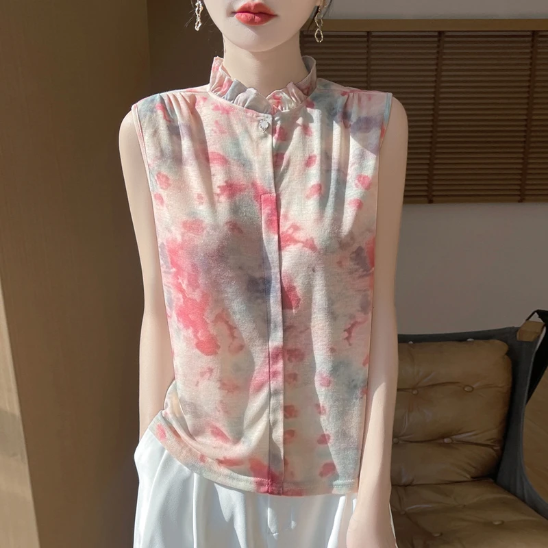 优雅木耳领无肩袖设计T恤LA CHAPELLE HOMME.M13.QB启