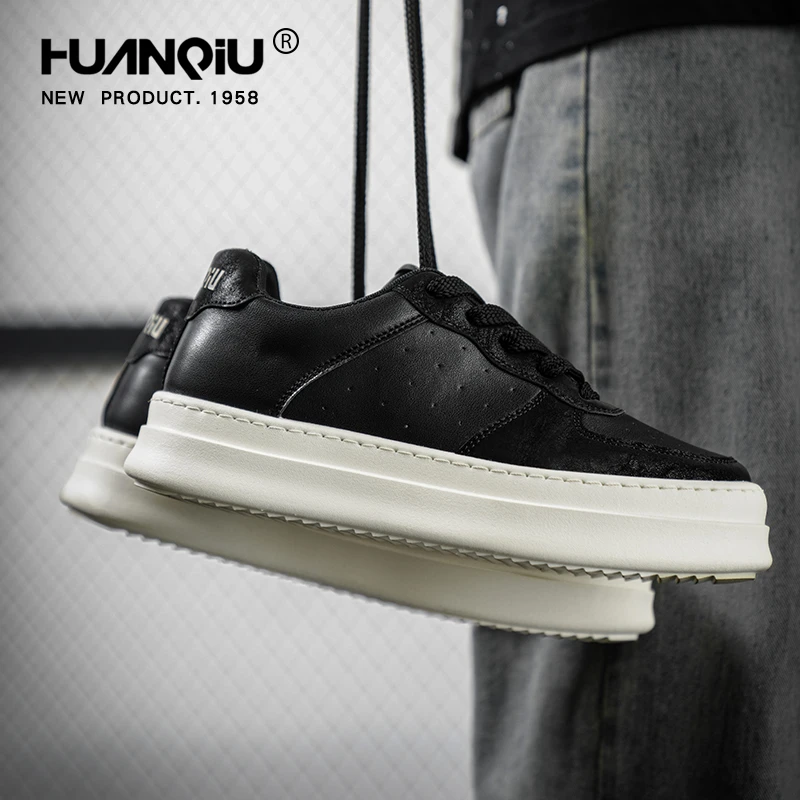 环球厚底增高板鞋子男款秋季美式复古黑色高级感百搭潮休闲运动鞋