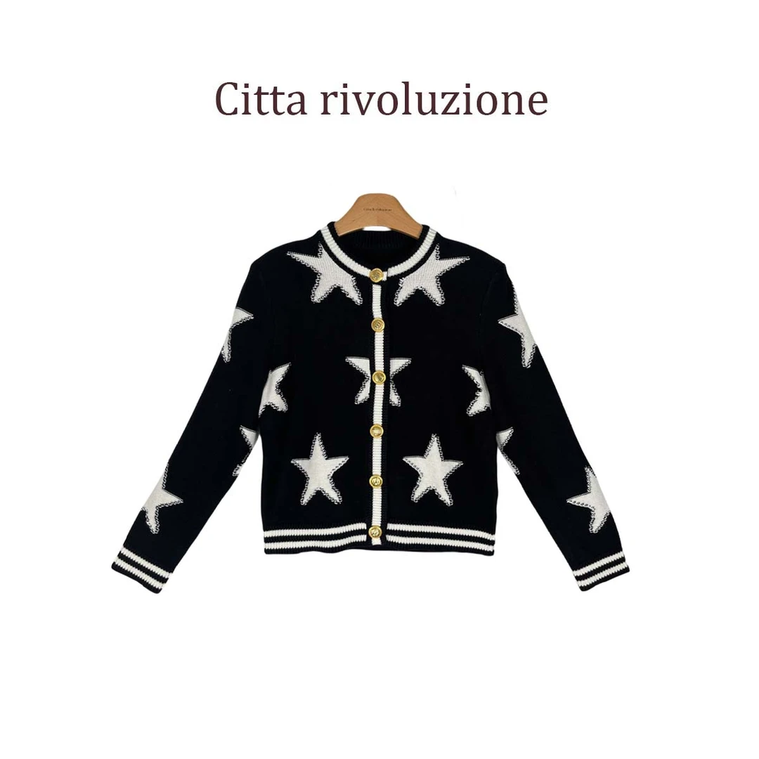 厂清系列 | 巴曼家娇娇同款五角星提花开衫194