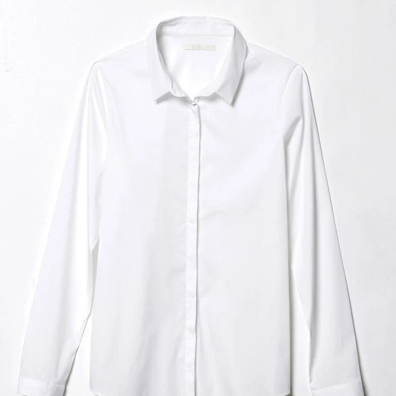 女士白色长袖衬衫春秋职业正装修身外搭