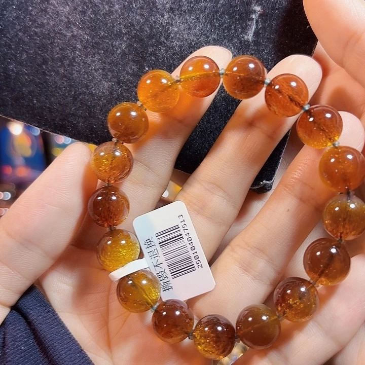 蓝珀未镶嵌珠宝奇石墨西哥红蓝金沙手串11