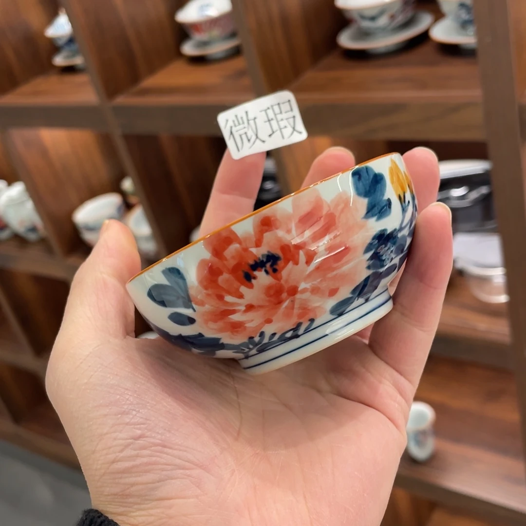 釉下手绘茶具微瑕