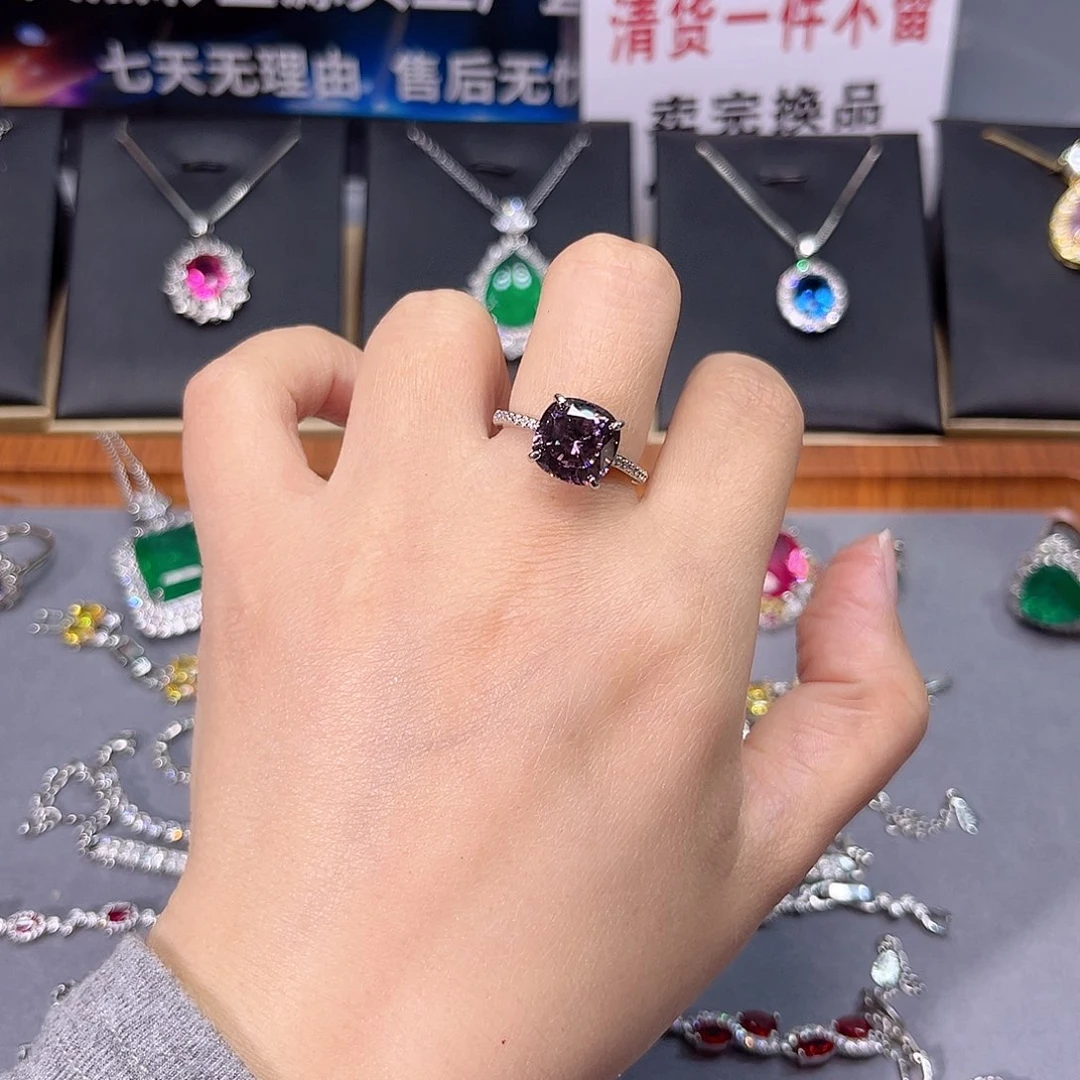 蓝宝石戒指银S925镶嵌看