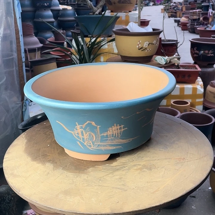 紫砂33蓝票口花盆花盆