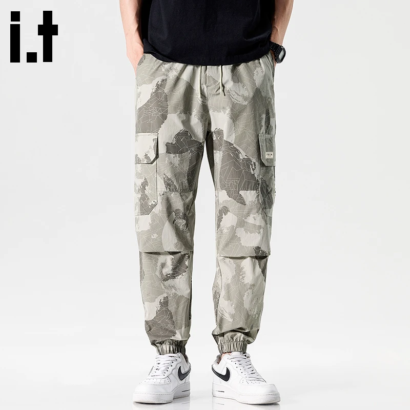 it:FIVE CM迷彩工装裤男款裤子夏季新款宽松运动束脚裤男生休闲裤