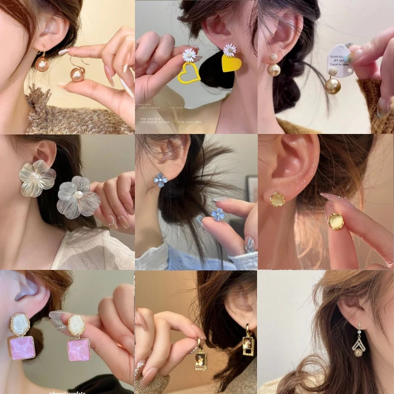 铜合金耳饰 925银针高级感气质百搭韩版耳环合集301-439