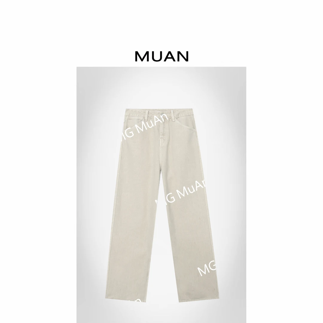 木岸MUAN：《马克白牛》定制100棉长裤阔腿裤简约高级百搭女F8-1123