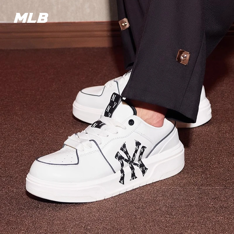 MLB男女情侣复古老花板鞋运动休闲鞋增高低帮学长鞋25夏季新款