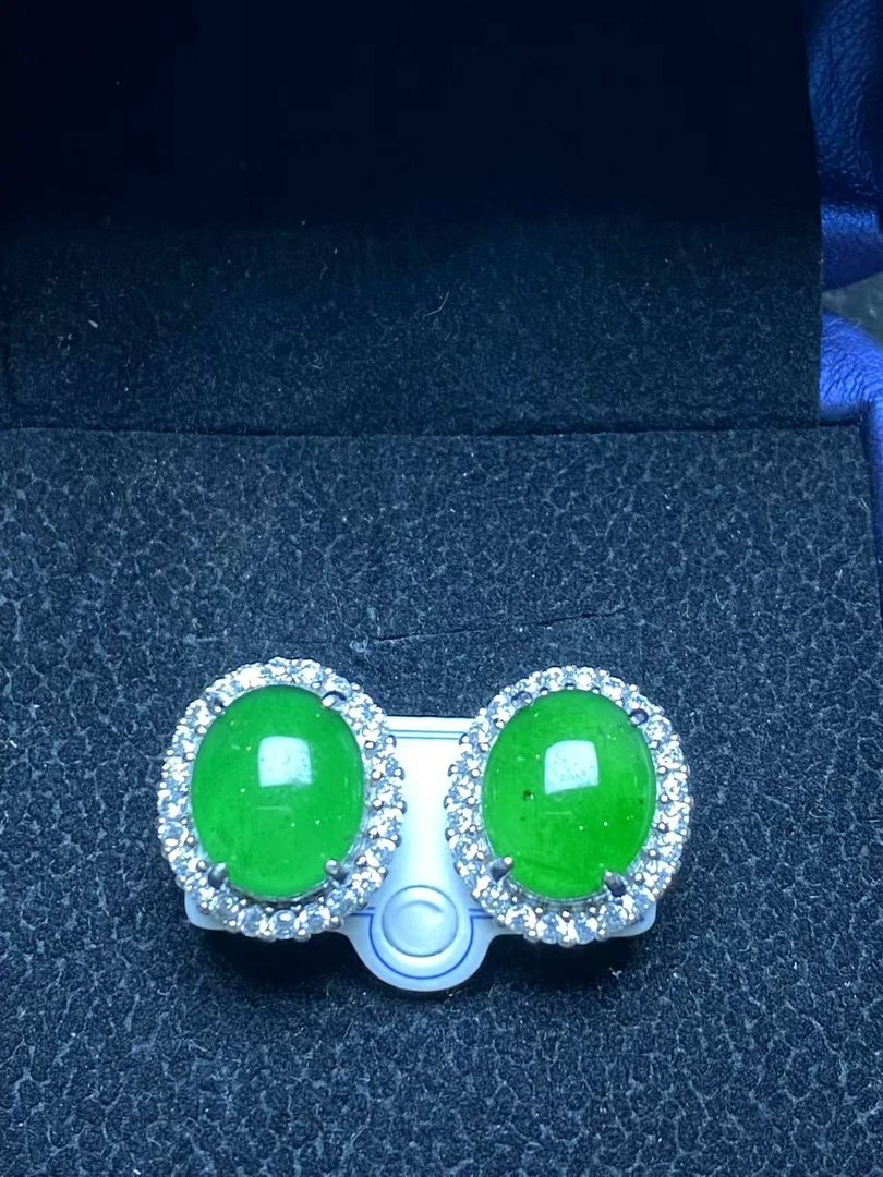 天然A货翡翠绿蛋面耳钉（Z128）0299433634多样性发货