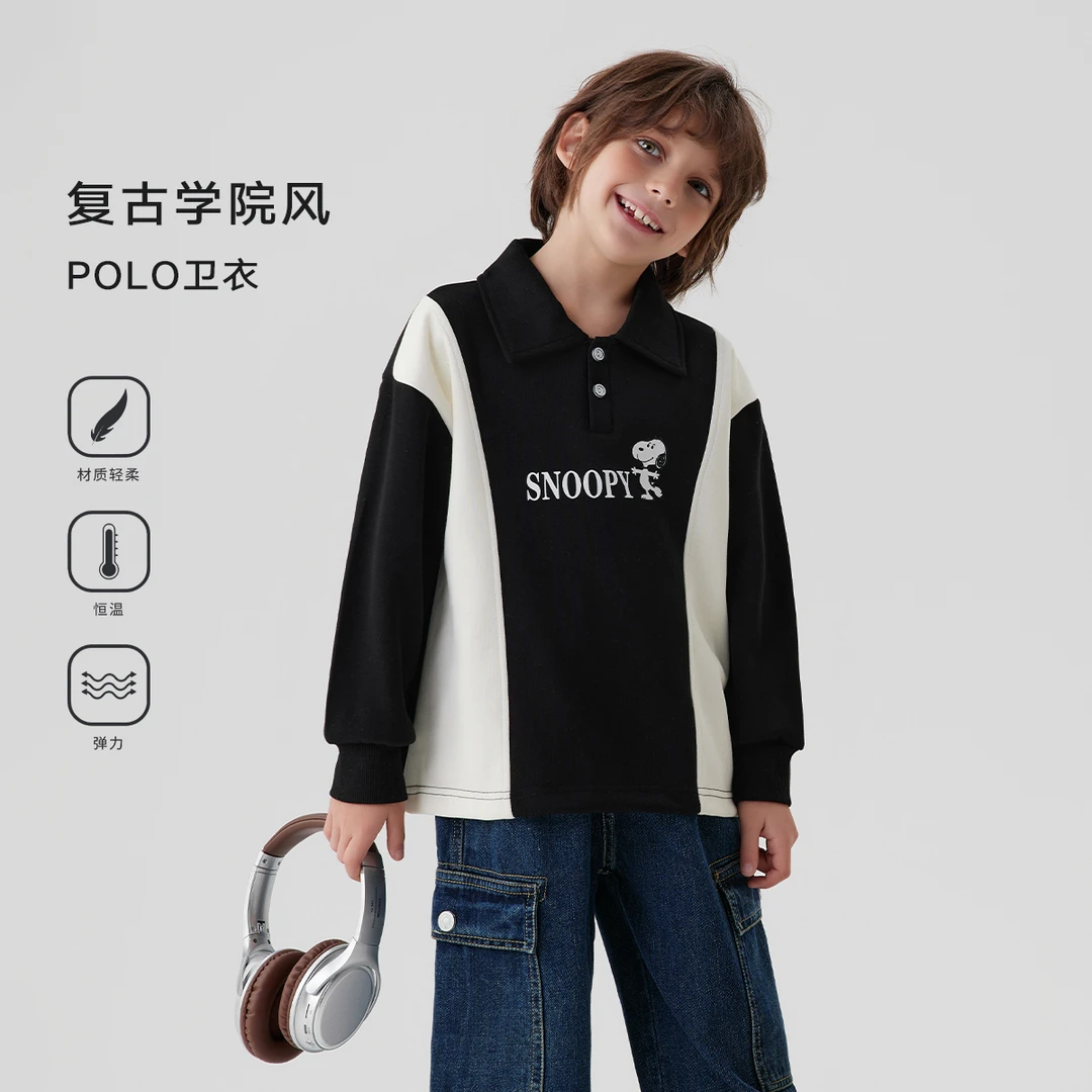 史努比撞色Polo衫4T001