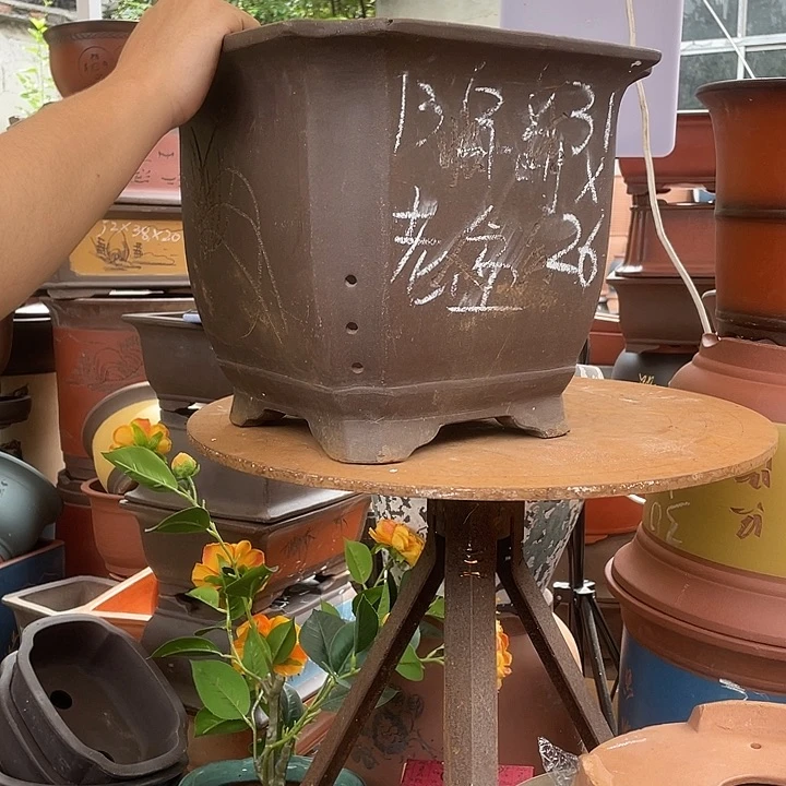 31切角四方花盆紫砂花盆