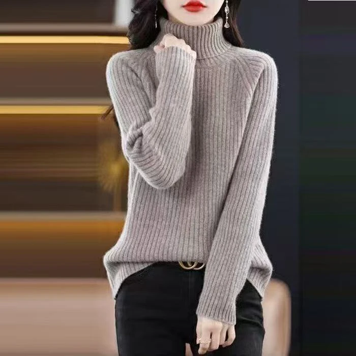 【断码清货不起球】冬新款高领翻领毛衣女加厚纯色女内搭打底衫上衣