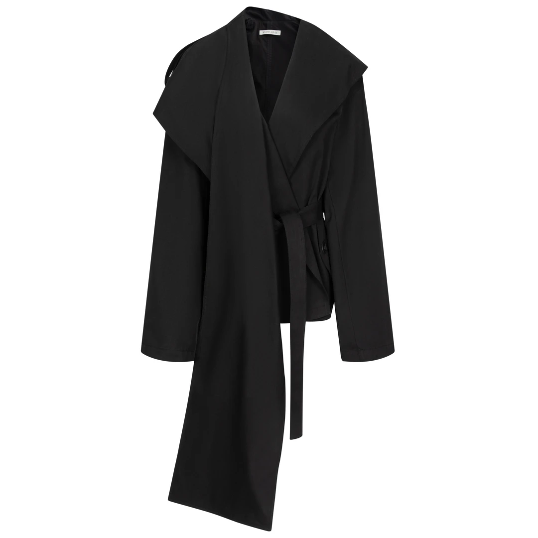 WHITE ABYS-25SS设计师原创经典轻奢黑白双色气质中长款风衣外套