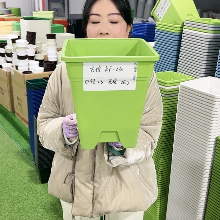 正品方盆口23高26.5果绿5只无托