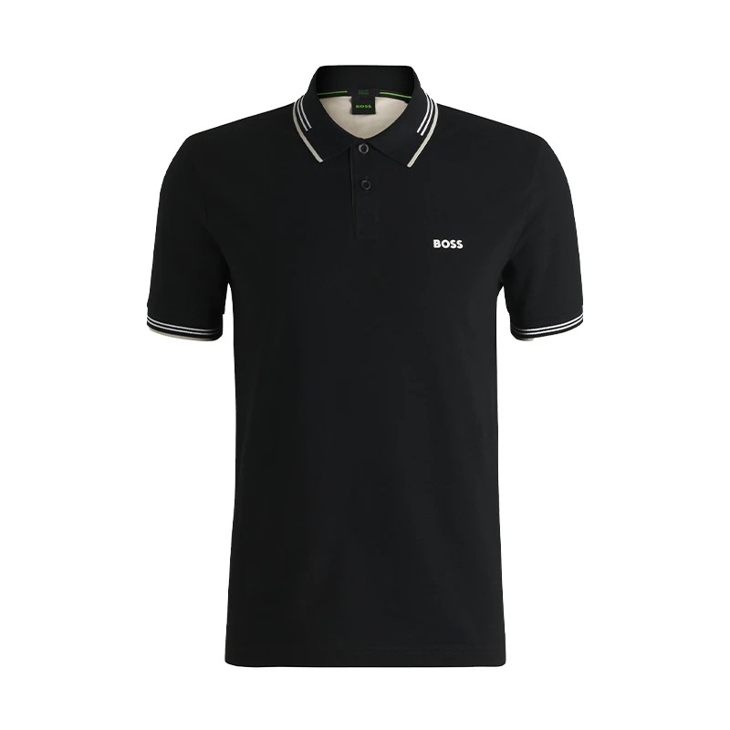HUGO BOSS/雨果博斯男款字母Logo徽标条纹套头短袖Polo衫12368