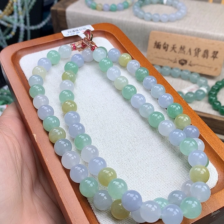 翡翠合金手链冰润多宝项链，10mmm，炸