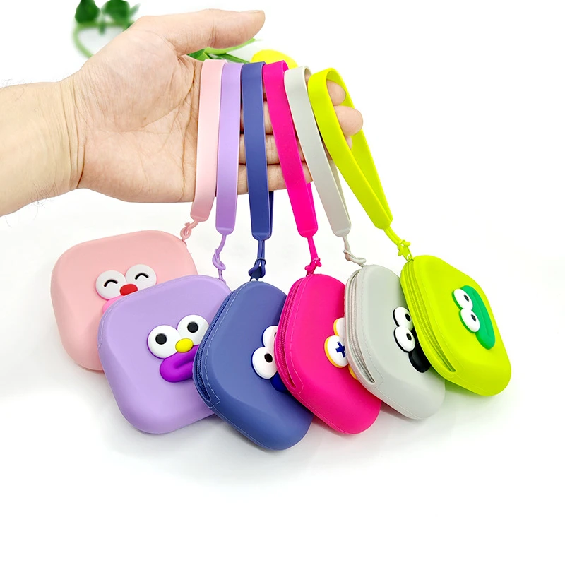 可爱零钱包女学生卡通青蛙表情包多功能硅胶小包包耳机包钥匙包潮