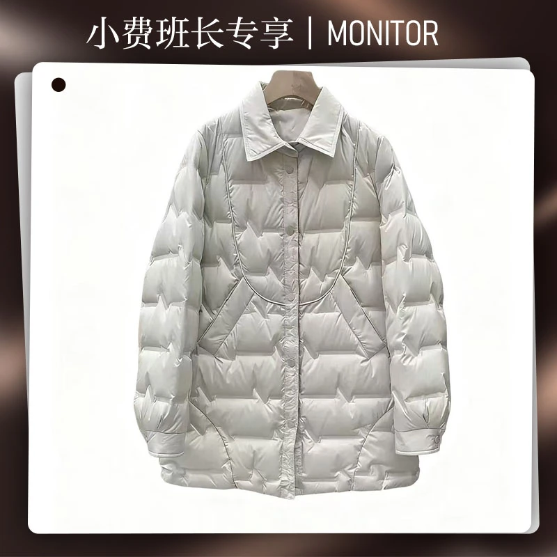 清冷如雪 时尚休闲中长款立领纯色保暖韩版外套