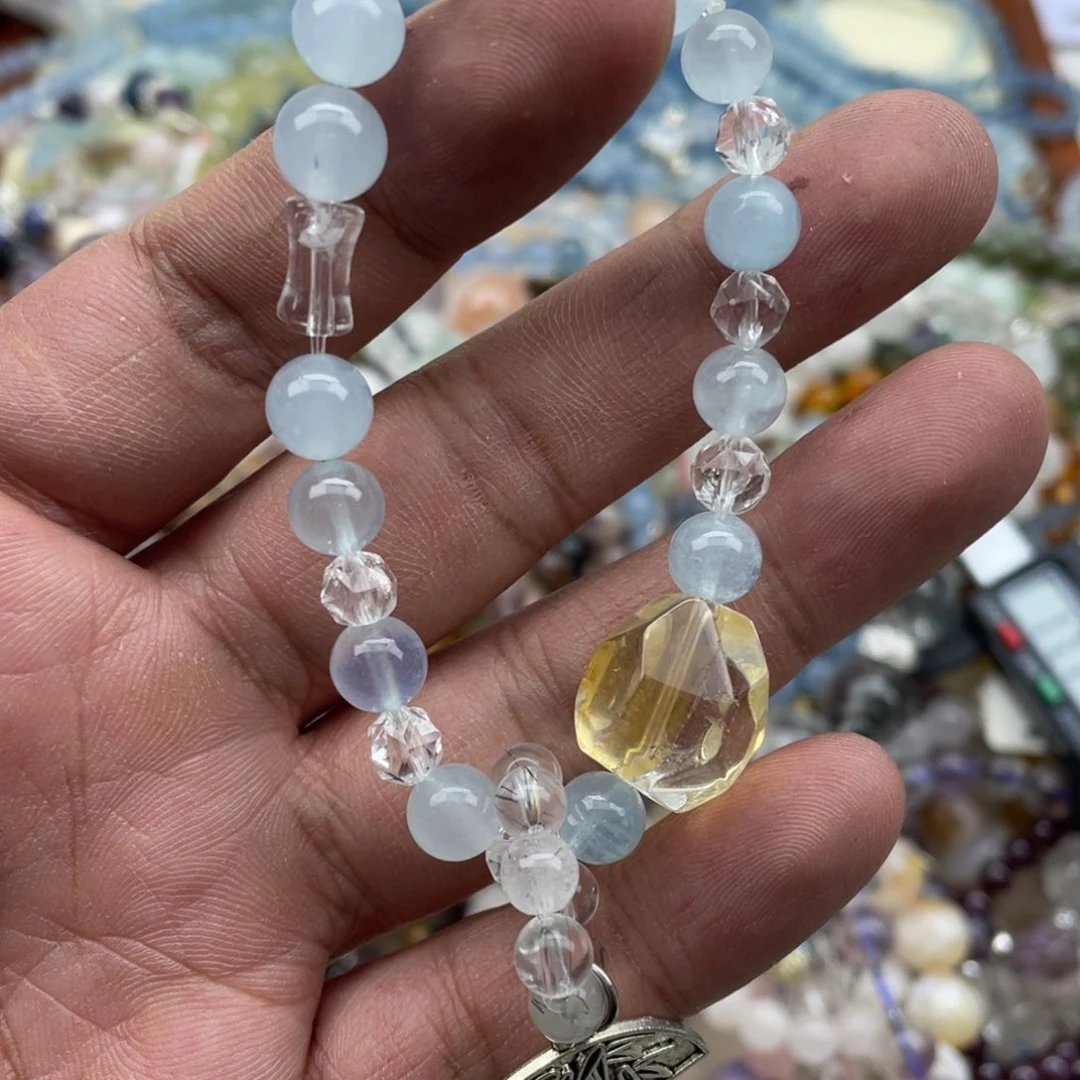 银S925镶嵌手链烟晶