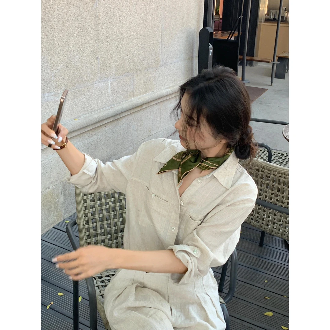 2025春季新款高级感老钱风气质衬衫阔腿裤冷淡系独特别致两件套装