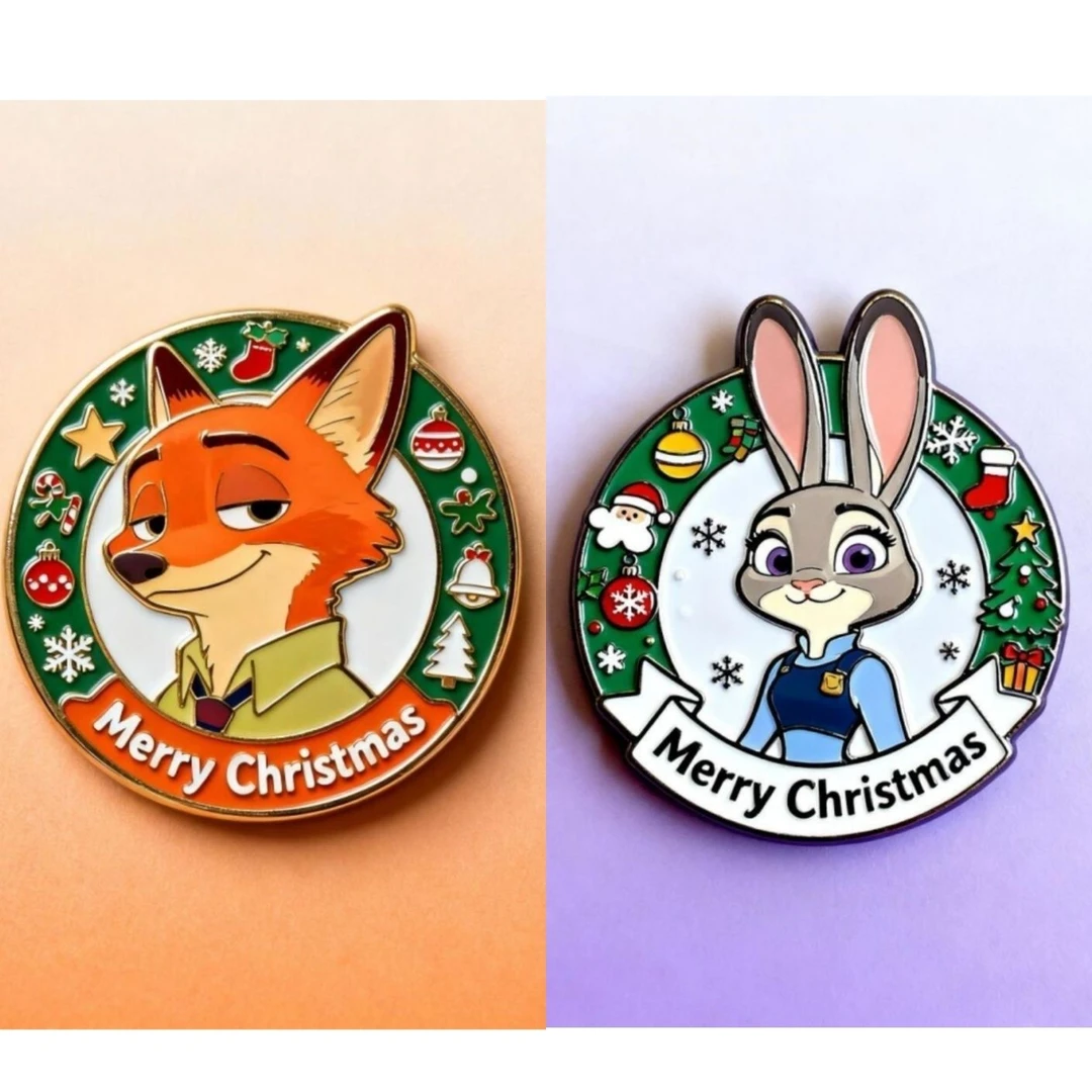 疯狂动物城联名合金旋转磁吸式冰箱贴徽章纪念周边收藏创意可爱