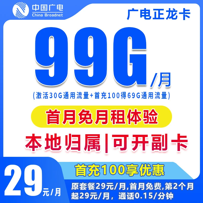 手机流量卡5g网络信号流量可结转电话卡可办副卡广电正龙卡W3N