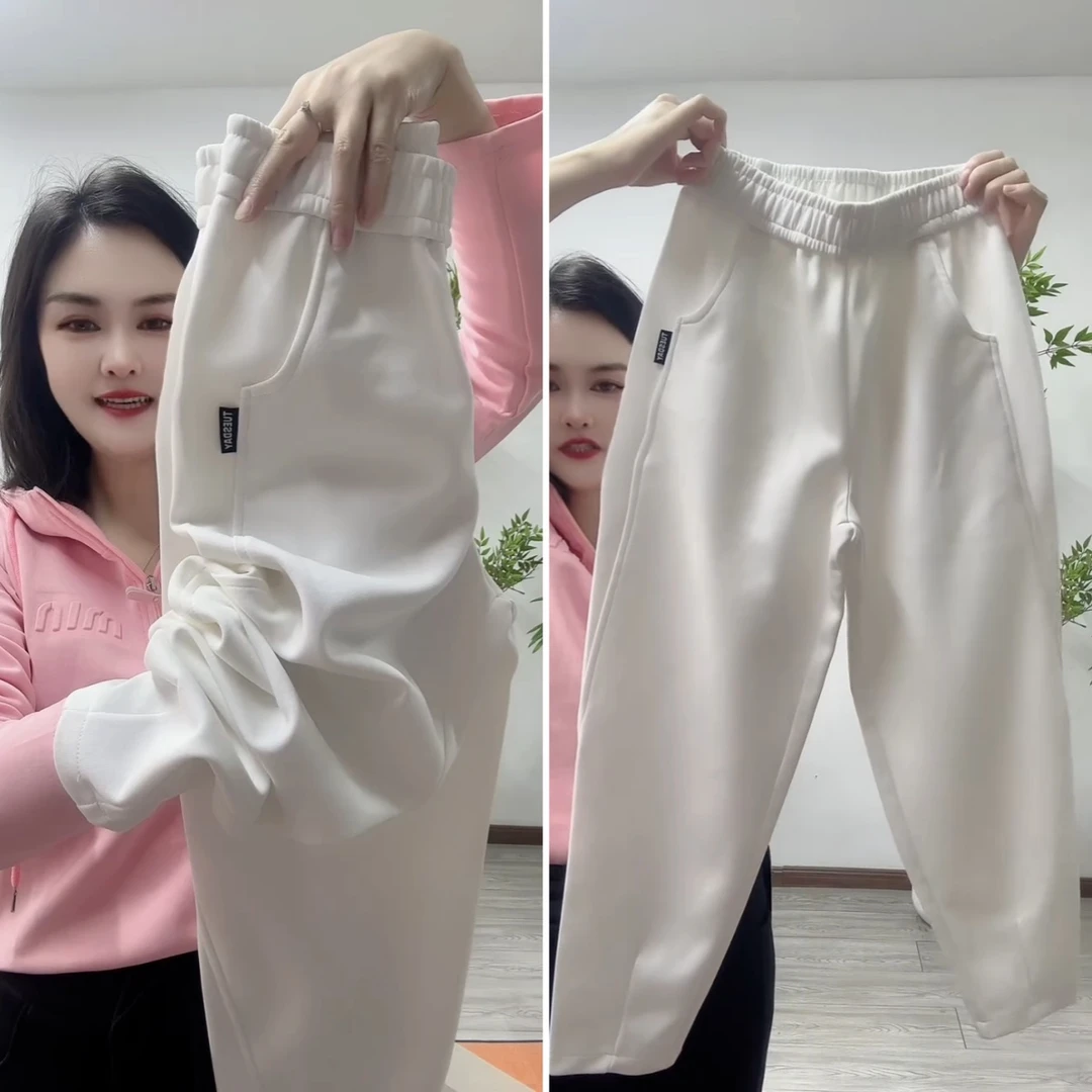 2025秋冬加绒新款简约女士休闲裤御寒亲肤洋气小个子九分裤女温感